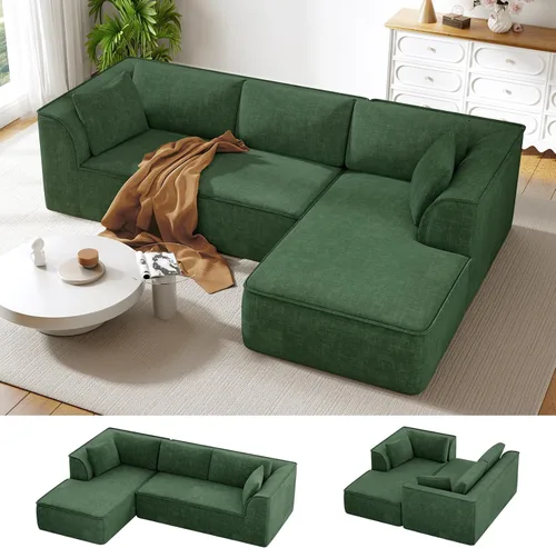 Miniatura 26 de Vesgantti 106" Boneless Couch with Chaise, U Shaped Deep Seat Comfy Cloud Modular Sofa Chenille Memory Foam Sectional Couches for Living Room