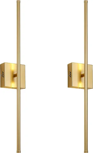 Miniatura 9 de KARTOOSH Juego de dos apliques de pared modernos, apliques de pared regulables con cableado, rotación de 350°, lámparas de pared LED de latón