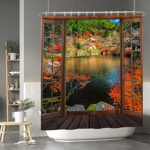 Miniatura 149 de Cortina de ducha de fantasma y gato negro para niños, 36 x 72 pulgadas, espeluznante y bonita, cortina de baño de Halloween con 6 ganchos, cortina