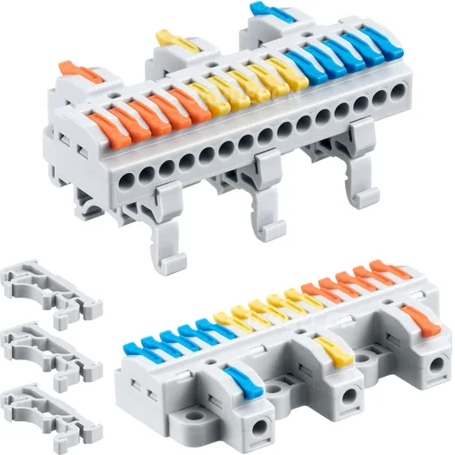 Miniatura 6 de 6 piezas de bloques de terminales de riel DIN, conectores de alambre de empalme DIY para circuito en línea 28-12AWG (2 en 8 salida)