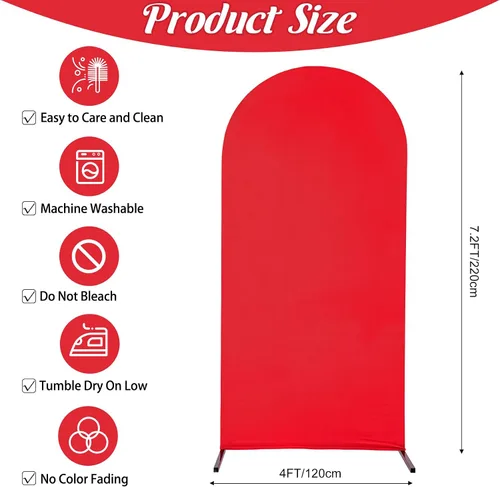 Miniatura 2 de Cubierta de arco de boda ajustable de elastano de 7.2 pies, cubierta de fondo de arco rojo con parte superior redonda para boda, fiesta