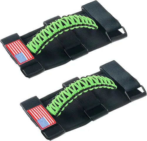 Miniatura 17 de Savadicar Paquete de 4 Asas de Agarre de Barra Enrollable Compatible con 1955-2023 Jeep Wrangler CJ YJ TJ JK JL 4XE & Gladiator JT, Soporte de Negro