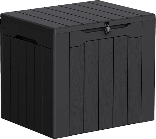 Miniatura 13 de Greesum Caja de resina de 31 galones para todo tipo de clima, cajas de almacenamiento al aire libre para juegos de muebles de patio, juguetes al