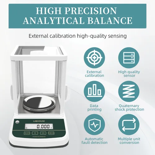 Miniatura 2 de Balanza Analítica Digital (Pantalla Dual) Alta Precisión 1mg 200g Escala de Laboratorio Calibración Externa para Farmacia Química Planta Química