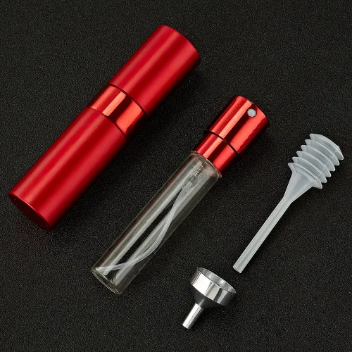 Miniatura 2 de LISAPACK Botella de espray de perfume de 8 ml con atomizador para viajes, dispensador de colonia recargable vacío, vaporizador portátil (Rojo)