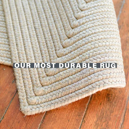 Miniatura 4 de Homespice Biscuit - Alfombra trenzada de 4 x 6 pies, alfombra marrón estilo campestre para sala de estar y dormitorio, impermeable, apta