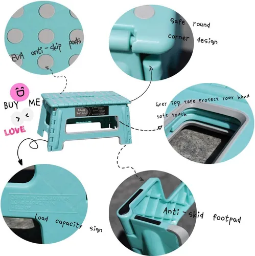 Miniatura 3 de Taburete plegable – 9 pulgadas de altura – soporta hasta 300 libras, taburete plegable ligero y lo suficientemente resistente como para apoyar a