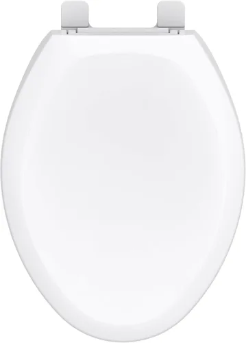 Gerber Asiento de inodoro alargado con tapa, cierre suave, sin golpe, instalación rápida y fácil, plástico resistente, ajuste ajustable para Blanco