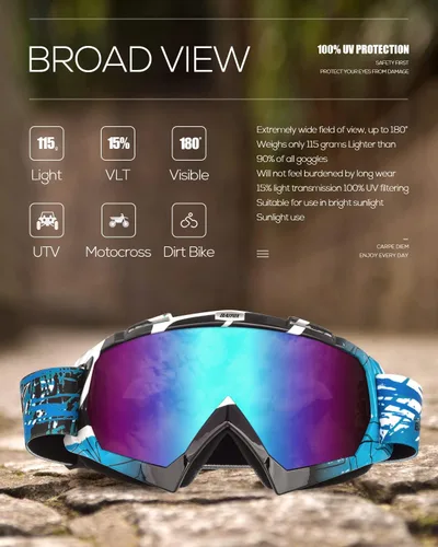 Miniatura 6 de Gafas para Dirt Bike con Estuche - Gafas de Seguridad para Motocicleta Motocross ATV Carreras, Mejores Regalos de Navidad para Hombres Jóvenes