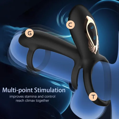 Miniatura 2 de Anillo vibratorio para el pene con estimulador de punto G de giro de 360°, anillo para el pene juguetes sexuales para parejas con 10 modos, juguete