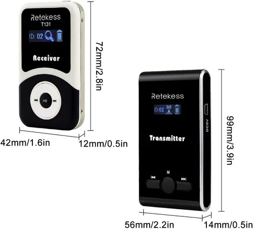 Miniatura 6 de Retekess Sistema de auriculares T130 para guía turístico, dispositivo susurrador, estilo clásico, fácil de usar, micrófono de guía turístico