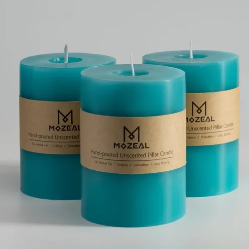 Miniatura 100 de MOZEAL Velas grandes sin perfume vertidas a mano de 3 x 8 pulgadas, sin humo, juego de 2, combustión lenta, sin goteo, aproximadamente 150 horas