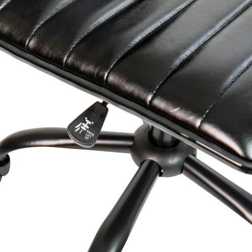 Miniatura 10 de Flash Furniture - Silla de oficina, vinilo negro, estructura negra, sin reposabrazos, asiento y respaldo acanalados, diseño de respaldo bajo