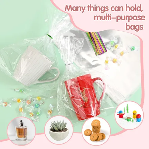 Miniatura 6 de Nobranded 50 piezas de bolsas de celofán planas transparentes de 11" x 14" pulgadas, bolsas de polietileno de 2.8 mils para envolver regalos