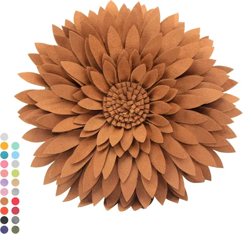 Miniatura 24 de Almohada decorativa 3D de flores de margarita, manta de girasol de 14.5 x 13 pulgadas, decoración redonda para el hogar para sofá y cama