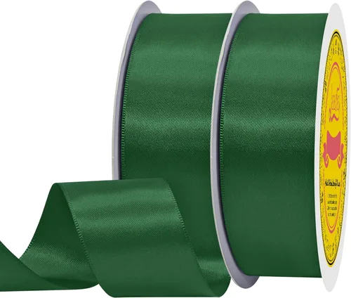 Miniatura 147 de Cinta de satén blanca antigua de doble cara de 1-1/2 pulgadas x 50 yardas, cinta de poliéster para envolver regalos, día de San Valentín, bodas