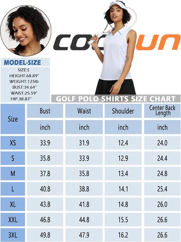 Miniatura 6 de COOrun Polo de golf para mujer, sin mangas, de secado rápido, ligero, cuello en V, con cuello en V