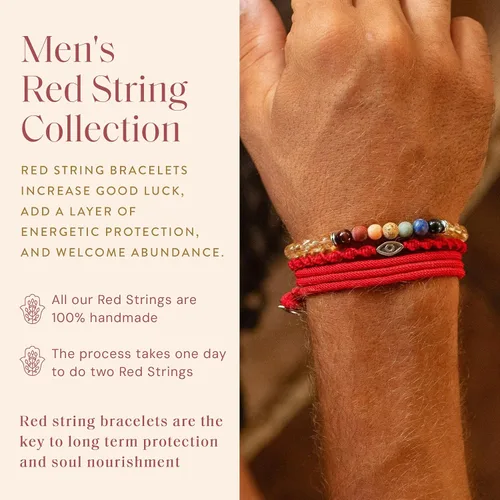 Miniatura 4 de KARMA AND LUCK Guardian of Blessing, pulsera de bronce de cuerda roja para hombre, hecha a mano en Bali para protección, tamaño ajustable