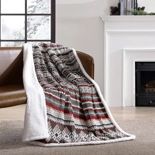Miniatura 2 de Eddie Bauer - Manta, Forro Polar Cepillado y Sherpa de Felpa Suave para Ropa de Cama, Manta para Sofá y Cama (Rojo Sicomoro, 50" x 60")