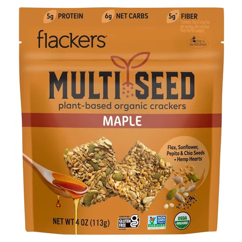 Miniatura 13 de Flackers Galletas de Multi-Semillas Cheeze-Pleaze Orgánicas, Paquete de 1 de 4 onzas, Sin Gluten, Sin GMO, Veganas, Botana Keto, 8g de Fibra, 3g