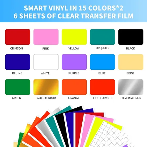 Miniatura 2 de Vinilo inteligente permanente para Cricut Joy, 36 hojas (5.5 x 12 pulgadas), vinilo adhesivo para manualidades, paquete de vinilo de 15