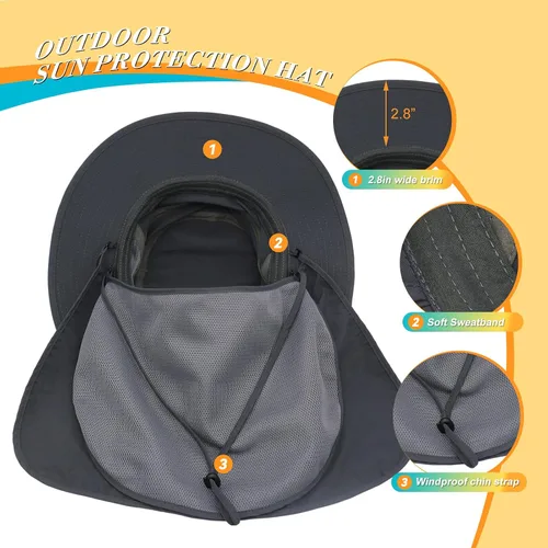 Miniatura 4 de Surblue Sombrero de pesca con solapa para el cuello, protección UV, protección UV, UPF50+