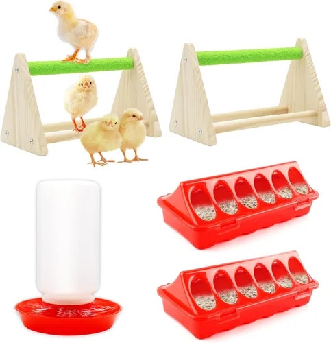 Miniatura 9 de Kit de comedero y bebedero para pollitos GIFANK con lámpara de calor de 75W, percha para pollitos, comedero para aves de corral con tapa abatible