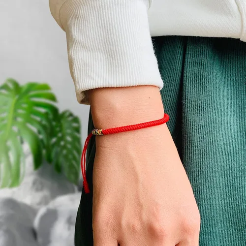 Miniatura 23 de Pulseras tibetanas hechas a mano con cuerda roja para él y ella, pulsera de la amistad, pulsera de la amistad, hilo negro y rojo para protección