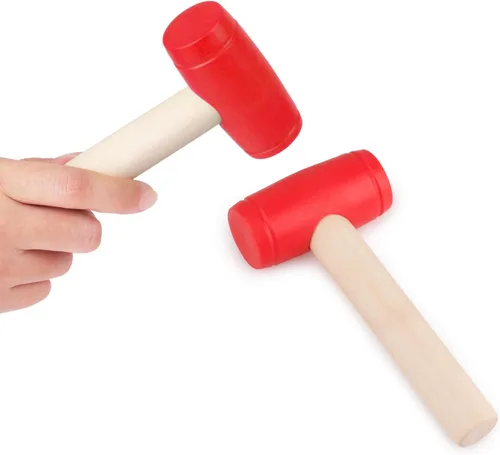Miniatura 9 de Martillo de juguete de simulación de martillos de madera de plástico para niños pequeños, herramientas de mantenimiento portátiles para niños
