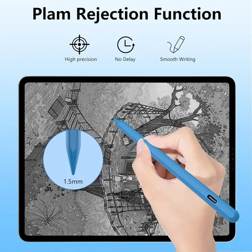 Miniatura 4 de Lápiz táctil para iPad 2018-2025 con rechazo de palma, carga más rápida, sensibilidad de inclinación, lápiz iPad compatible con Azul