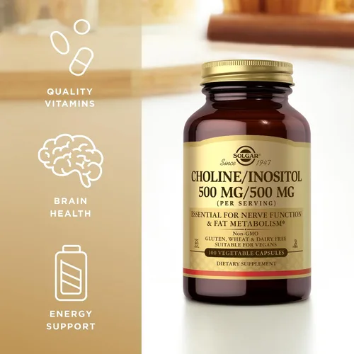 Miniatura 4 de Solgar Colina/Inositol 500 mg/500 mg, 100 cápsulas vegetales (paquete de 2) – Metabolismo energético, salud hepática, esencial para la función