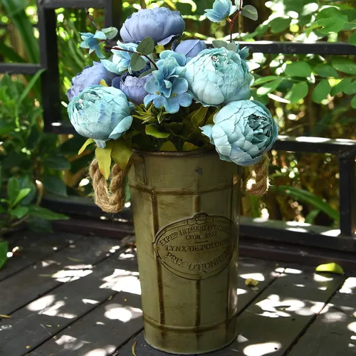 Miniatura 6 de FiveSeasonStuff - Peonías y hortensias artificiales de seda, ideal para decoración de bodas, novias, hogar, decoración de centro de mesa (2 ramos).