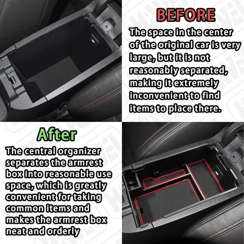 Miniatura 3 de HGWEI Bandeja Organizadora de Consola Central Compatible con Chevy Equinox 2018 2019 2020 2021 2023 2024 Accesorios, Inserto de Reposabrazos Caja