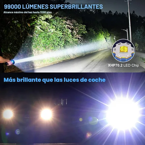 Miniatura 5 de Cinlinso Linternas LED Recargables de Altos Lúmenes, 99,000 Lúmenes Linterna Súper Brillante con 7 Modos, Potentes Linternas Impermeables de Mano