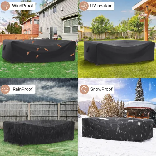 Miniatura 6 de Mrrihand Funda para Juego de Muebles de Patio Impermeable, Funda para Juego de Sofá Seccional de Exterior de Servicio Pesado 600D Funda para Juego