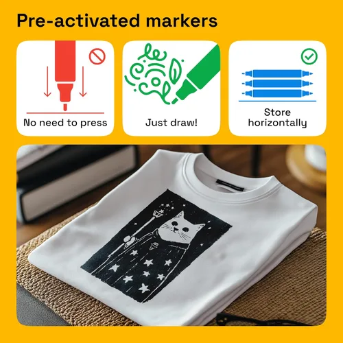Miniatura 8 de ARTISTRO 2 marcadores de tela negros de doble punta – Kit de decoración de tela – Permanente para ropa – Bolígrafos de pintura acrílica para tenis