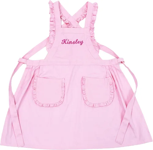 MT WORLD Delantal para Niñas Pequeñas Delantales de Chef Personalizados para Niños con Nombre Delantales con Volantes para Niñas Pequeñas Vestido