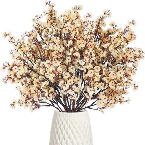Miniatura 11 de Uieke - Ramo de 6 flores artificiales de aliento de bebé, flores falsas de seda blancas, imitación de gypsophila, toque real, flores artificiales