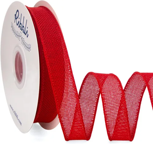 Miniatura 34 de Ribbli Cinta de arpillera natural con alambre, 1 pulgada x 20 yardas continuas, cinta de borde con alambre para coronas, lazos grandes, decoración