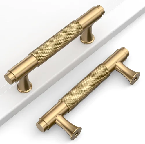 Miniatura 10 de Paquete de 10 tiradores dorados de 5 pulgadas (128 mm) para armarios con estrías, tiradores para cajones de cocina, herrajes para armarios