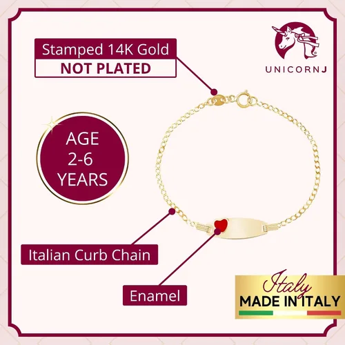 Miniatura 17 de UNICORNJ Pulsera de identificación de oro de 14 quilates grabable para niñas, niños y bebés, pulseras personalizadas con nombre de cadena Figaro