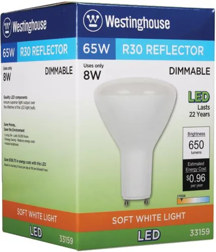 Miniatura 5 de Westinghouse 3315920 - Bombilla LED R30 equivalente a 65 vatios regulable de color blanco suave con base GU24, color escarchado (paquete de 6)