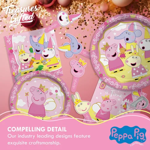 Miniatura 7 de Treasures Gifted Decoraciones de cumpleaños con licencia oficial de la princesa Peppa Pig – Sirve a 16 invitados – Juego de vajilla