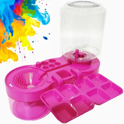 2025 Nuevo Limpiador de Pinceles de Pintura con Bandeja de Pintura, Enjuagador de Pinceles con Circulación de Agua y Soporte para Pinceles,