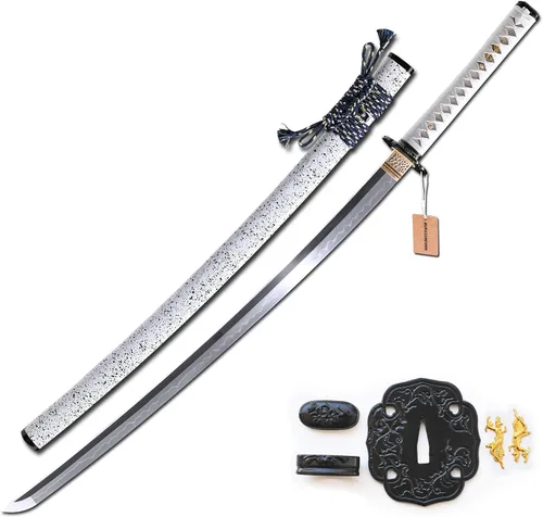 Miniatura 14 de MURASAME Katana Espada 41" T10 Acero Real Hamon Maquinilla de afeitar afilada espiga completa hecha a mano