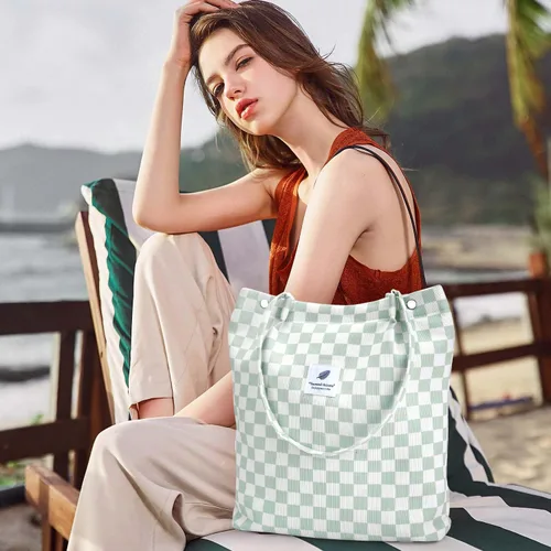Miniatura 183 de Ayieyill - Bolsa de pana para mujer y niña, con correa de lona para colgar al hombro, bolsa con bolsillo