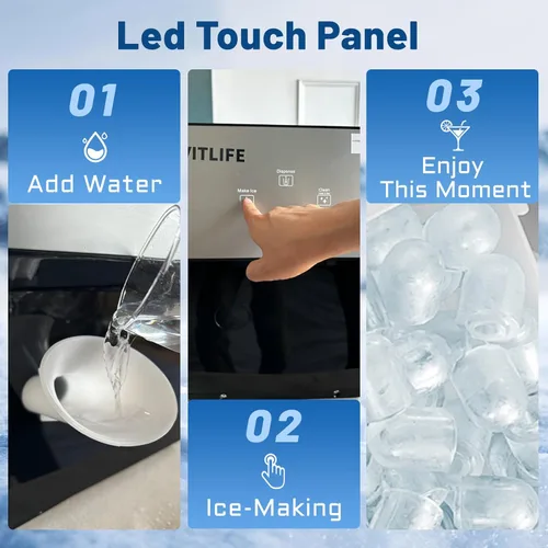 Miniatura 4 de Máquina de hielo de pepitas para encimera con hielo suave masticable, alta capacidad de 35 libras/24 horas, autolimpieza y dispensación automática