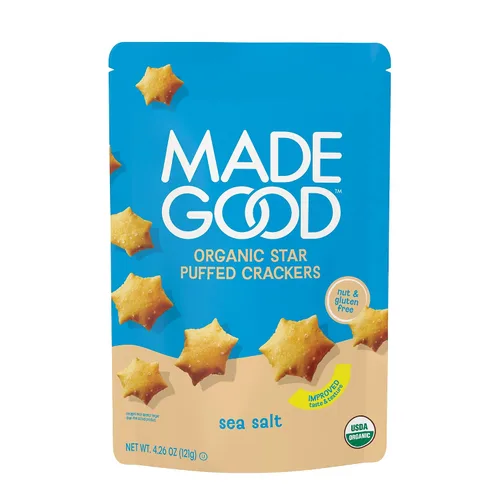 Miniatura 8 de MadeGood Cheddar Star Galletas Infladas, Bolsa de 4.26oz, Aperitivos Orgánicos