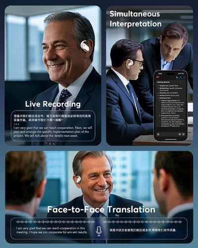Miniatura 6 de Auriculares de traducción AI en tiempo real, 198 audífonos de traductor de idiomas, Audifonos Traductores Inglés Inglés, auriculares de traducción 3