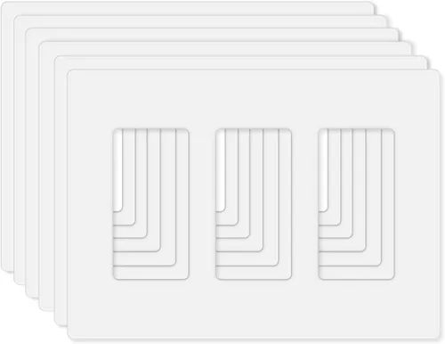 Miniatura 7 de Cubierta de placa de pared sin tornillos de 3 segmentos, cubierta de salida decorativa para interruptores de luz, atenuadores, GFCI, receptáculo